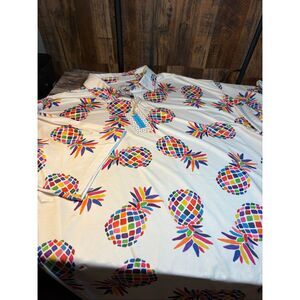 Proud Ninety Pineapple Golf Polo Shirt 3X White Multicolor NW